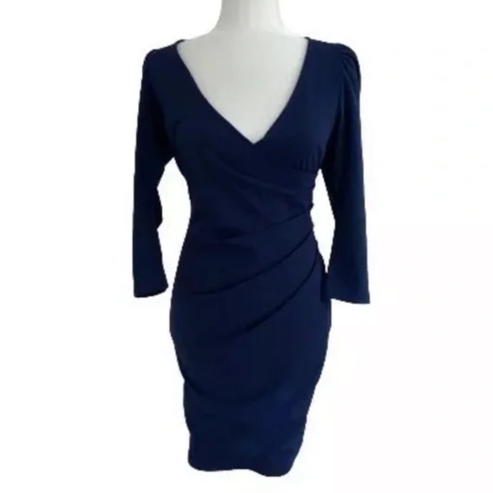 REVAMPED DRESS COLLECTION Royal Blue Short Wrap Dress Size Small